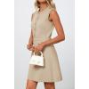 MEROKEETY Women’s Formal Work Mini Dress Casual Summer Sleeveless Elegant Button Bussiness Office Outfits(Oatmeal)