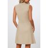 MEROKEETY Women’s Formal Work Mini Dress Casual Summer Sleeveless Elegant Button Bussiness Office Outfits(Oatmeal)