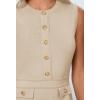 MEROKEETY Women’s Formal Work Mini Dress Casual Summer Sleeveless Elegant Button Bussiness Office Outfits(Oatmeal)
