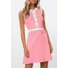 MEROKEETY Women’s Formal Work Mini Dress Casual Summer Sleeveless Elegant Button Bussiness Office Outfits(Pink)
