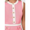 MEROKEETY Women’s Formal Work Mini Dress Casual Summer Sleeveless Elegant Button Bussiness Office Outfits(Pink)