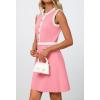 MEROKEETY Women’s Formal Work Mini Dress Casual Summer Sleeveless Elegant Button Bussiness Office Outfits(Pink)