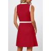 MEROKEETY Women’s Formal Work Mini Dress Casual Summer Sleeveless Elegant Button Bussiness Office Outfits(Red)