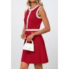 MEROKEETY Women’s Formal Work Mini Dress Casual Summer Sleeveless Elegant Button Bussiness Office Outfits(Red)