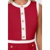 MEROKEETY Women’s Formal Work Mini Dress Casual Summer Sleeveless Elegant Button Bussiness Office Outfits(Red)