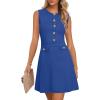 MEROKEETY Women’s Formal Work Mini Dress Casual Summer Sleeveless Elegant Button Bussiness Office Outfits(Royalblue)
