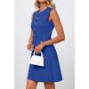 MEROKEETY Women’s Formal Work Mini Dress Casual Summer Sleeveless Elegant Button Bussiness Office Outfits(Royalblue)