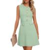 MEROKEETY Women’s Formal Work Mini Dress Casual Summer Sleeveless Elegant Button Bussiness Office Outfits(Springgreen)