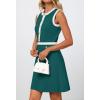 MEROKEETY Women’s Formal Work Mini Dress Casual Summer Sleeveless Elegant Button Bussiness Office Outfits(Tealgreen)