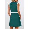 MEROKEETY Women’s Formal Work Mini Dress Casual Summer Sleeveless Elegant Button Bussiness Office Outfits(Tealgreen)