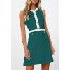 MEROKEETY Women’s Formal Work Mini Dress Casual Summer Sleeveless Elegant Button Bussiness Office Outfits(Tealgreen)