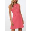 MEROKEETY Women’s Formal Work Mini Dress Casual Summer Sleeveless Elegant Button Bussiness Office Outfits(Watermelon)