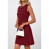 MEROKEETY Women’s Formal Work Mini Dress Casual Summer Sleeveless Elegant Button Bussiness Office Outfits(Winered)