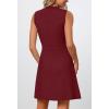 MEROKEETY Women’s Formal Work Mini Dress Casual Summer Sleeveless Elegant Button Bussiness Office Outfits(Winered)