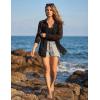 MEROKEETY Women’s Lace Long Sleeve Tops Dressy Casual Blouse Button Down Sheer Elegant Summer Shirts(Black)
