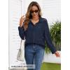 MEROKEETY Women’s Lace Long Sleeve Tops Dressy Casual Blouse Button Down Sheer Elegant Summer Shirts(Navy)
