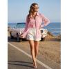 MEROKEETY Women’s Lace Long Sleeve Tops Dressy Casual Blouse Button Down Sheer Elegant Summer Shirts(Pink)