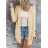 MEROKEETY Women’s Lightweight Cardigan Summer Long Open Front Button Down Trendy Loose Outwear with Pockets(Apricot)