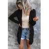 MEROKEETY Women’s Lightweight Cardigan Summer Long Open Front Button Down Trendy Loose Outwear with Pockets(Black)