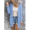 MEROKEETY Women’s Lightweight Cardigan Summer Long Open Front Button Down Trendy Loose Outwear with Pockets(Blue)