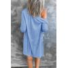 MEROKEETY Women’s Lightweight Cardigan Summer Long Open Front Button Down Trendy Loose Outwear with Pockets(Blue)