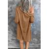 MEROKEETY Women’s Lightweight Cardigan Summer Long Open Front Button Down Trendy Loose Outwear with Pockets(Brown)