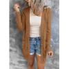 MEROKEETY Women’s Lightweight Cardigan Summer Long Open Front Button Down Trendy Loose Outwear with Pockets(Brown)