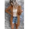 MEROKEETY Women’s Lightweight Cardigan Summer Long Open Front Button Down Trendy Loose Outwear with Pockets(Brown)