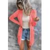 MEROKEETY Women’s Lightweight Cardigan Summer Long Open Front Button Down Trendy Loose Outwear with Pockets(Coralred)