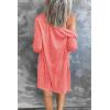 MEROKEETY Women’s Lightweight Cardigan Summer Long Open Front Button Down Trendy Loose Outwear with Pockets(Coralred)