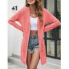 MEROKEETY Women’s Lightweight Cardigan Summer Long Open Front Button Down Trendy Loose Outwear with Pockets(Coralred)