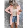 MEROKEETY Women’s Lightweight Cardigan Summer Long Open Front Button Down Trendy Loose Outwear with Pockets(Lightpink)