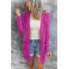 MEROKEETY Women’s Lightweight Cardigan Summer Long Open Front Button Down Trendy Loose Outwear with Pockets(Magenta)
