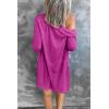 MEROKEETY Women’s Lightweight Cardigan Summer Long Open Front Button Down Trendy Loose Outwear with Pockets(Magenta)