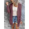 MEROKEETY Women’s Lightweight Cardigan Summer Long Open Front Button Down Trendy Loose Outwear with Pockets(Maroon)