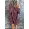 MEROKEETY Women’s Lightweight Cardigan Summer Long Open Front Button Down Trendy Loose Outwear with Pockets(Maroon)
