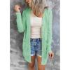 MEROKEETY Women’s Lightweight Cardigan Summer Long Open Front Button Down Trendy Loose Outwear with Pockets(Mint)