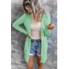 MEROKEETY Women’s Lightweight Cardigan Summer Long Open Front Button Down Trendy Loose Outwear with Pockets(Mint)