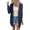 MEROKEETY Women’s Lightweight Cardigan Summer Long Open Front Button Down Trendy Loose Outwear with Pockets(Navy)