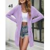 MEROKEETY Women’s Lightweight Cardigan Summer Long Open Front Button Down Trendy Loose Outwear with Pockets(Purple)