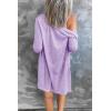 MEROKEETY Women’s Lightweight Cardigan Summer Long Open Front Button Down Trendy Loose Outwear with Pockets(Purple)