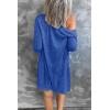 MEROKEETY Women’s Lightweight Cardigan Summer Long Open Front Button Down Trendy Loose Outwear with Pockets(Royal)