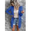 MEROKEETY Women’s Lightweight Cardigan Summer Long Open Front Button Down Trendy Loose Outwear with Pockets(Royal)