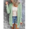 MEROKEETY Women’s Lightweight Cardigan Summer Long Open Front Button Down Trendy Loose Outwear with Pockets(Seagrass)