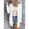 MEROKEETY Women’s Lightweight Cardigan Summer Long Open Front Button Down Trendy Loose Outwear with Pockets(White)