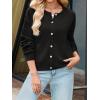 MEROKEETY Women’s Long Sleeve Knit Cardigan Sweaters 2025 Fall Crewneck Button Open Front Jackets with Pockets(Black)