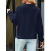 MEROKEETY Women’s Long Sleeve Knit Cardigan Sweaters 2025 Fall Crewneck Button Open Front Jackets with Pockets(Navy)