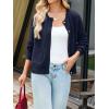 MEROKEETY Women’s Long Sleeve Knit Cardigan Sweaters 2025 Fall Crewneck Button Open Front Jackets with Pockets(Navy)