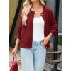 MEROKEETY Women’s Long Sleeve Knit Cardigan Sweaters 2025 Fall Crewneck Button Open Front Jackets with Pockets(Wine)