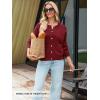 MEROKEETY Women’s Long Sleeve Knit Cardigan Sweaters 2025 Fall Crewneck Button Open Front Jackets with Pockets(Wine)
